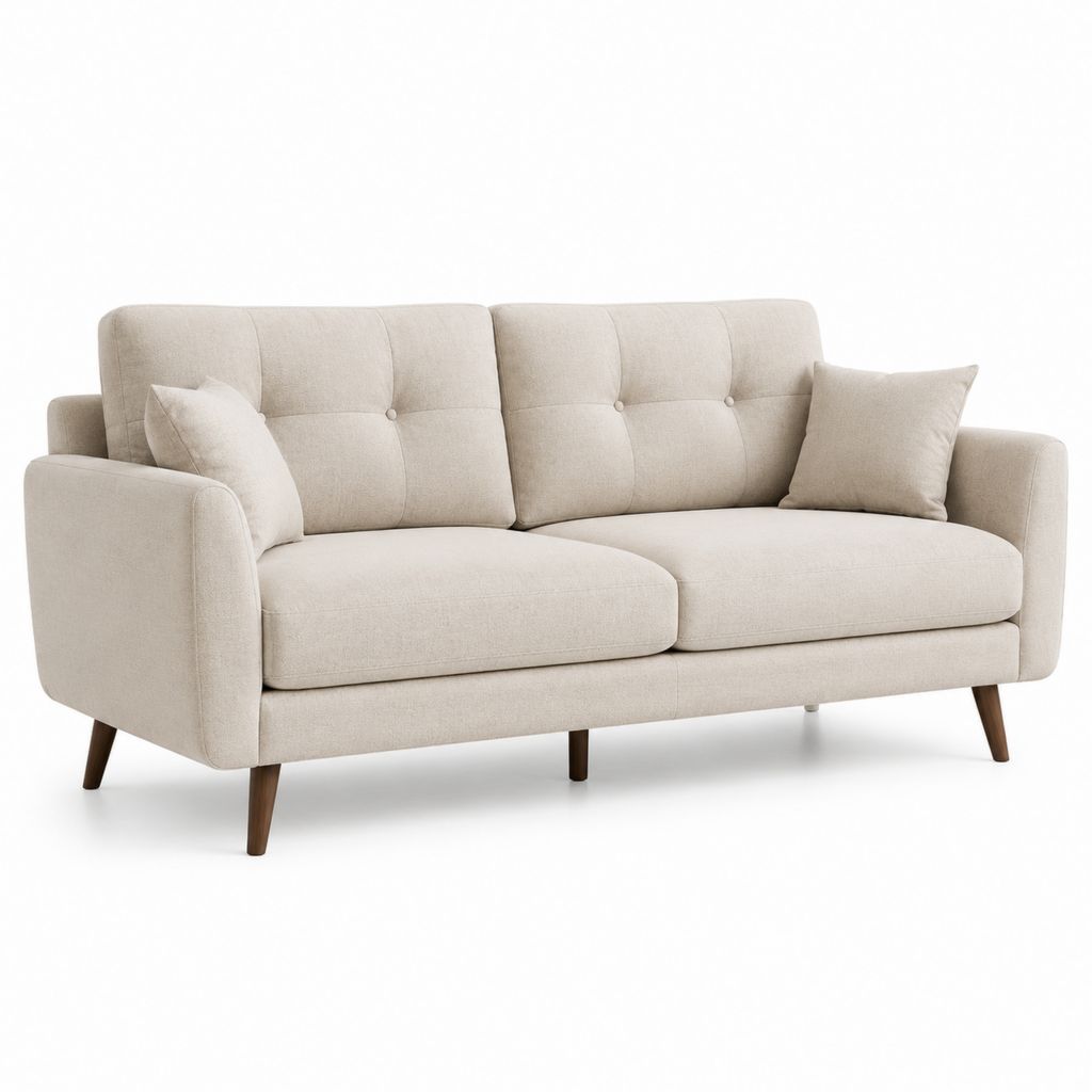 Divano 3 posti beige in poliestere rettilineo 200 x 88 x 88 cm