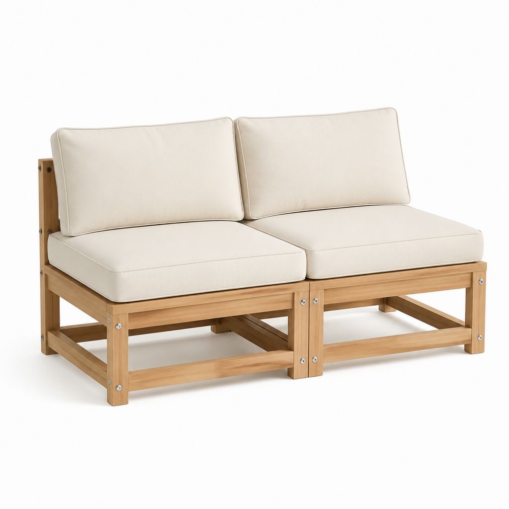 Divano da giardino 2 posti beige in legno massello di acacia 120 x 65 x 75 cm