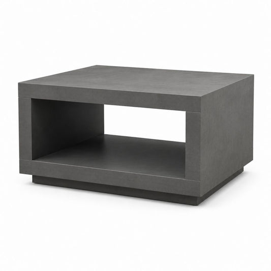 Tavolino da caffè quadrato grigio antracite in MDF effetto cemento 80 x 80 x 45 cm con vano portaoggetti
