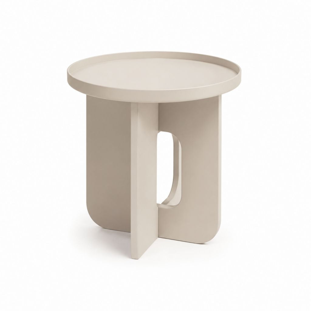 Tavolino laterale rotondo beige in MDF 45 x 45 x 50 cm