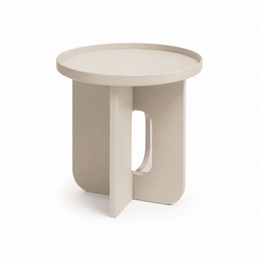 Tavolino laterale rotondo beige in MDF 45 x 45 x 50 cm