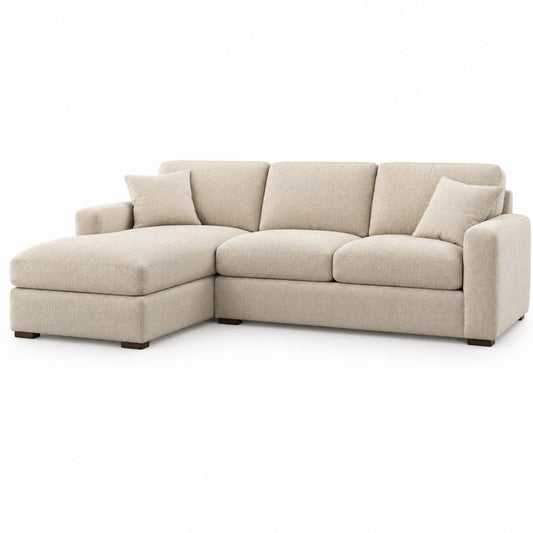 Divano angolare con chaise longue sinistra beige in poliestere 250 x 160 x 85 cm