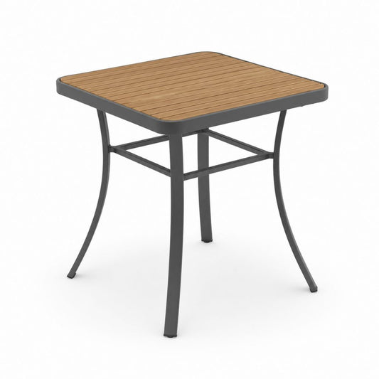 Tavolo da giardino quadrato antracite e teak in alluminio e polipropilene 80 x 80 x 75 cm