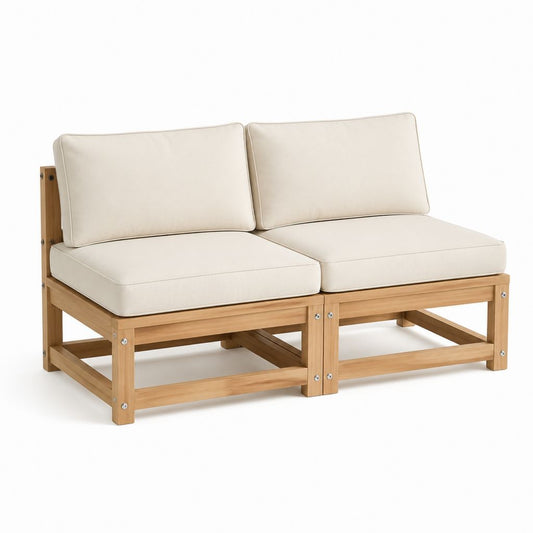 Divano da giardino 2 posti beige in legno massello di acacia 120 x 65 x 75 cm